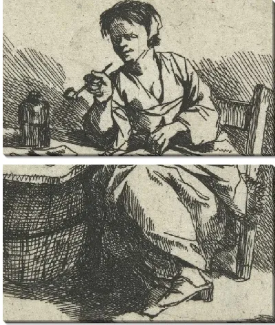 Молодая женщина сидит с трубкой