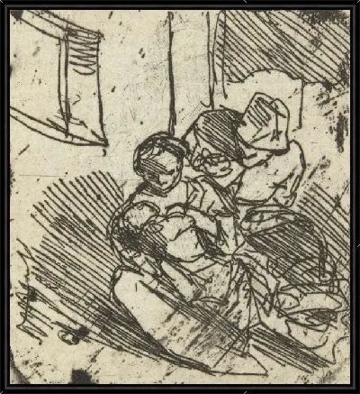 Женщина кормит ребенка грудью, мужчина стоит за ней