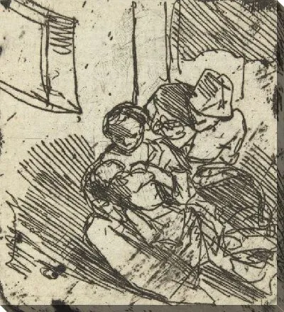 Женщина кормит ребенка грудью, мужчина стоит за ней