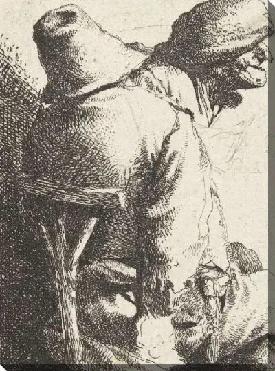 Картина Человек видел сзади, женская или мужская голова в шляпе