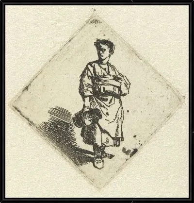 Стоящая женщина с кувшином в правой руке