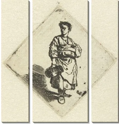 Стоящая женщина с кувшином в правой руке