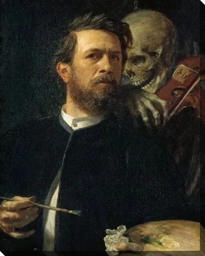 Картина Автопортрет со смертью, играющий на скрипке