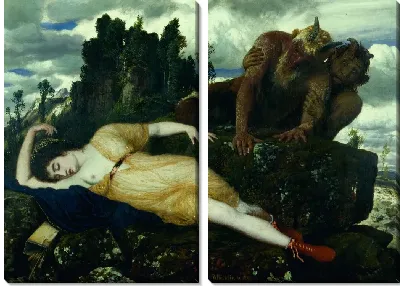 Картина Спящая Диана, наблюдаемая двумя фавнами