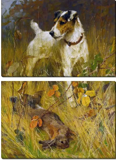 Модульная картина Собака и заяц (Dog and the Hare)