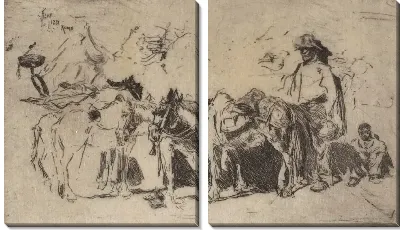 Картина Мужчины и ослы, Рим