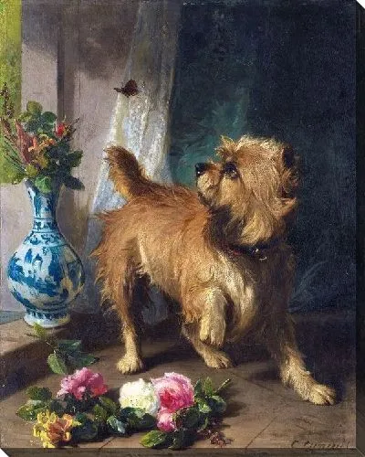 Картина Собака и бабочка (Dog with butterfly)