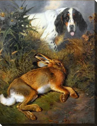 Картина Английский сеттер с зайцем (An English Setter with Hare)