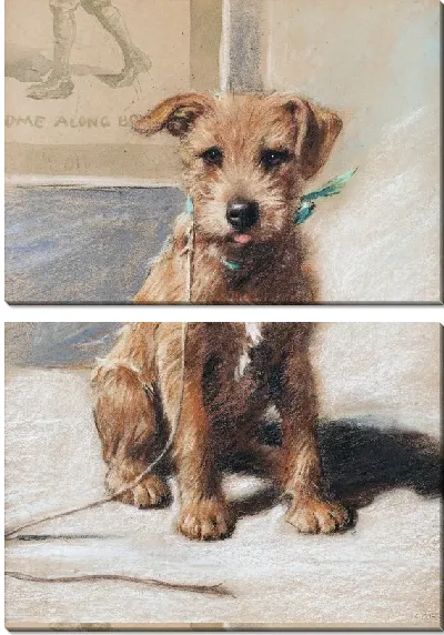 Модульная картина Щенок и поводок (The puppy and leash)