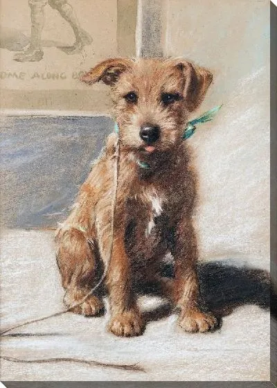 Картина маслом Щенок и поводок (The puppy and leash)