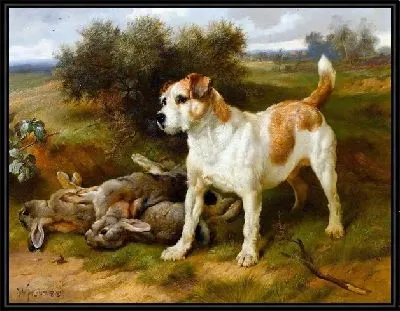 Картина Собака и охотничьи трофеи (Dog and hunting trophies)