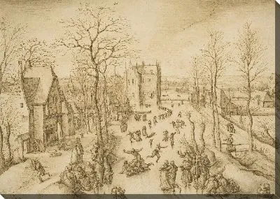 Картина Зимний пейзаж с фигуристами