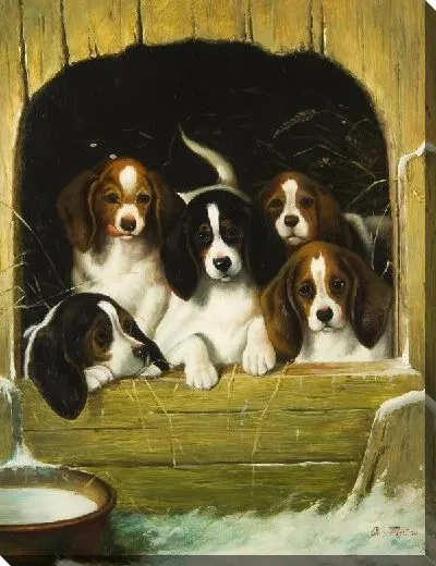 Картина маслом Щенки (Puppies) №3