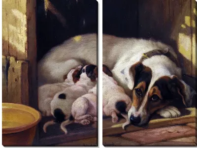 Модульная картина Собака и щенки (Dog and Puppy)