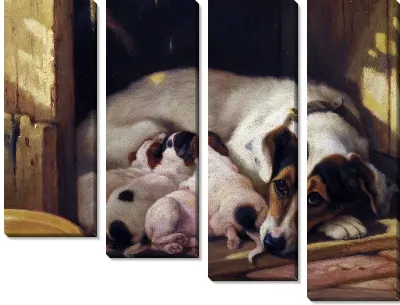 Модульная картина Собака и щенки (Dog and Puppy)
