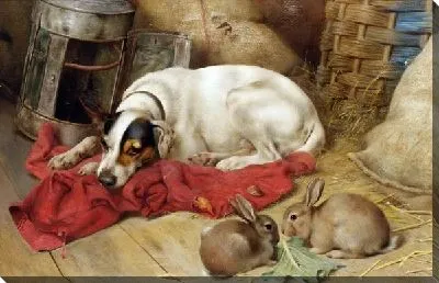 Картина маслом Собака и зайцы (The Dog and the Hare)