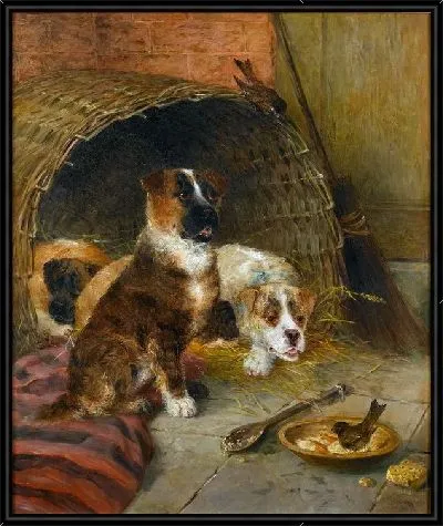 Картина Две собаки и воробей (Two dogs and a sparrow)