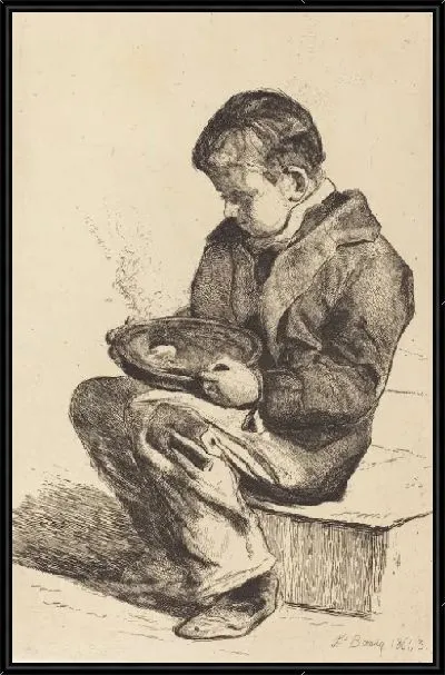 Картина Мальчик ест суп