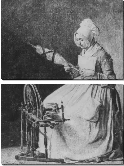 Картина Женщина, прядущая лен