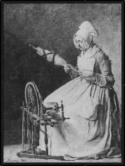 Картина Женщина, прядущая лен