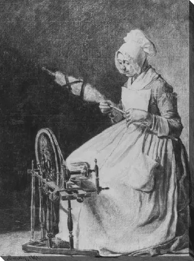 Картина Женщина, прядущая лен