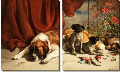 Модульная картина Собака и щенки (Dog and Puppys)