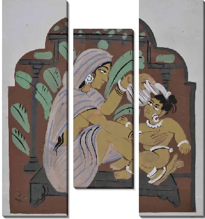 Картина Мать купает ребенка