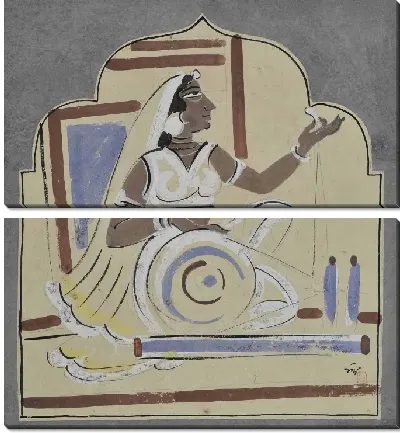 Картина Прядение шерсти