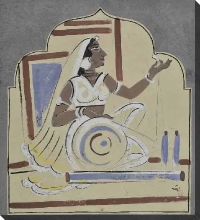 Картина Прядение шерсти