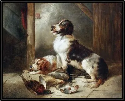 Картина Две собаки и охотничьи трофеи (Two dogs and hunting trophies) №2