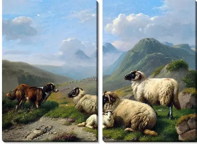Модульная картина Собака и овцы (Dog and Sheep)