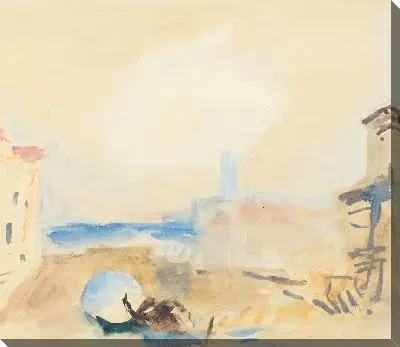 Картина Гондола, проходящая под мостом в Венеции