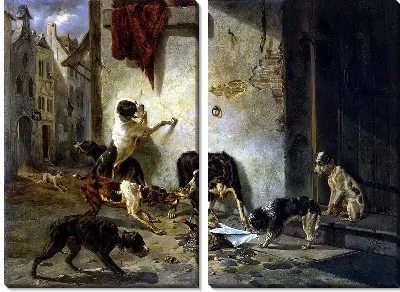 Картина Собака, несущая обед своему хозяину (The dog, carrying lunch to its owner)