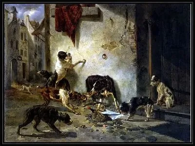 Собака, несущая обед своему хозяину (The dog, carrying lunch to its owner)