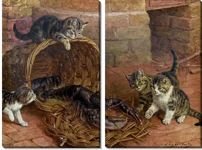 Модульная картина Котята и рак (Kittens and cancer)