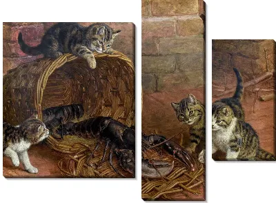Модульная картина Котята и рак (Kittens and cancer)
