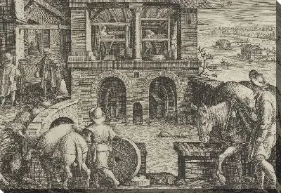 Картина Новые изобретения современности [Нова Реперта], Изобретение водяной мельницы, лист 10