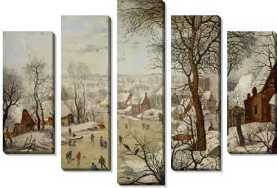 Картина Зимний пейзаж с ловушкой для птиц