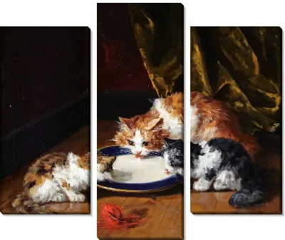 Картина Котята пьющие молоко (Kittens drink milk)