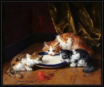 Картина Котята пьющие молоко (Kittens drink milk)