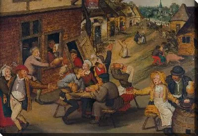Картина Крестьяне веселятся возле таверны "Лебедь"
