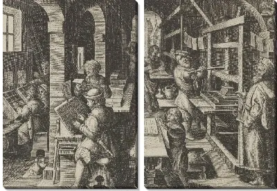 Картина Новые изобретения современности [Нова Реперта], Изобретение книгопечатания, лист 4