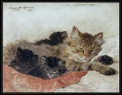 Кошка с котятами (A cat with kittens)