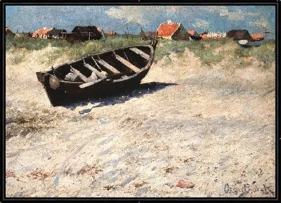 Лодка на южном пляже Скагена