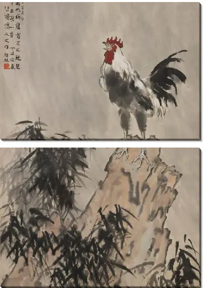 Картина Поет петух в дождь и ветер