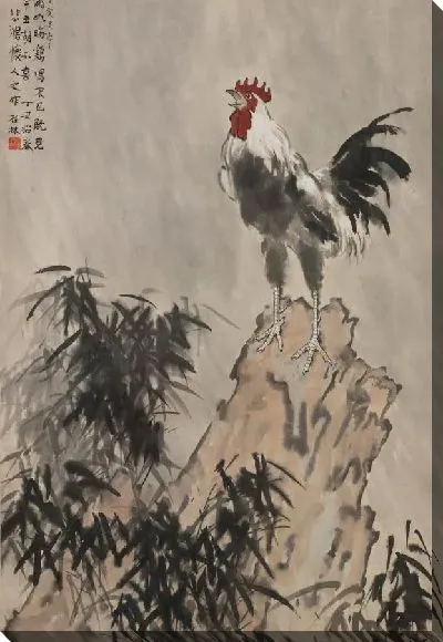 Картина Поет петух в дождь и ветер