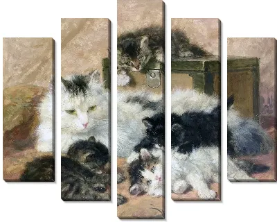 Кошка с котятами (A cat with kittens)