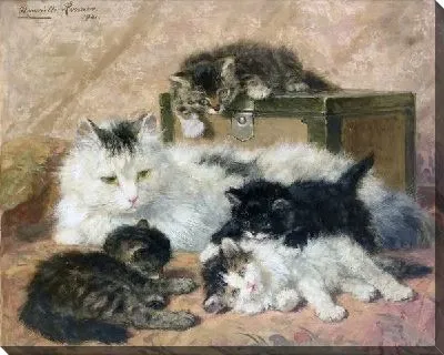 Картина Кошка с котятами (A cat with kittens)