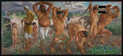 Картина Глупый старик двигает гору