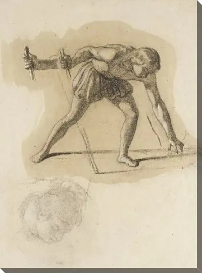 Картина Крадущийся мужчина держит посох